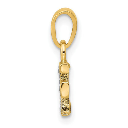 10K and White Rhodium Diamond Initial F Charm