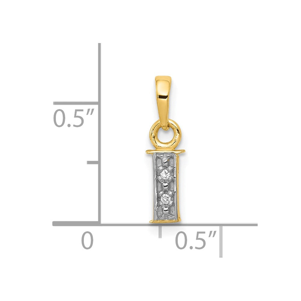 10K and White Rhodium Diamond Initial I Charm