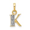 10K and White Rhodium Diamond Initial K Charm