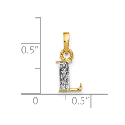 10K and White Rhodium Diamond Initial L Charm