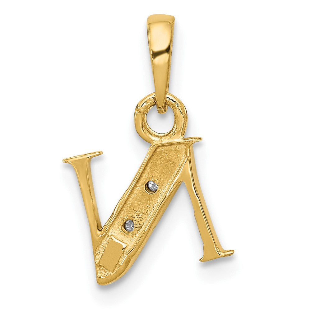10K and White Rhodium Diamond Initial N Charm