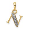 10K and White Rhodium Diamond Initial N Charm
