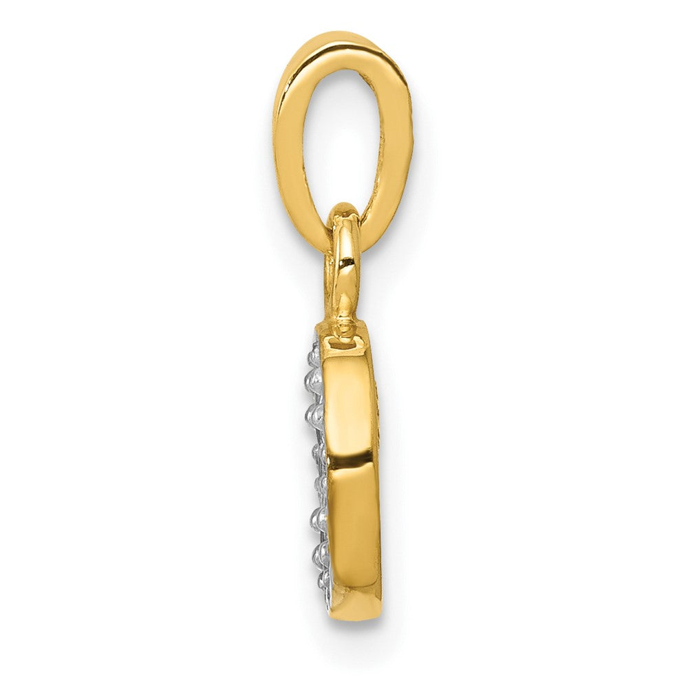 10K and White Rhodium Diamond Initial O Charm