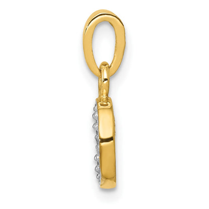 10K and White Rhodium Diamond Initial O Charm