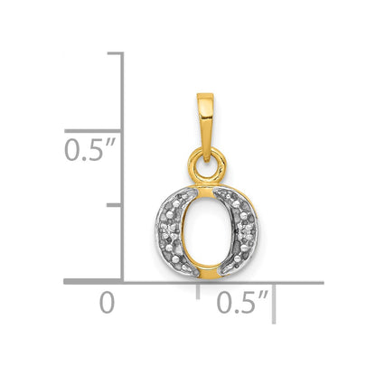 10K and White Rhodium Diamond Initial O Charm