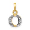 10K and White Rhodium Diamond Initial O Charm