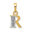 10K and White Rhodium Diamond Initial R Charm