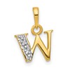10K and White Rhodium Diamond Initial W Charm