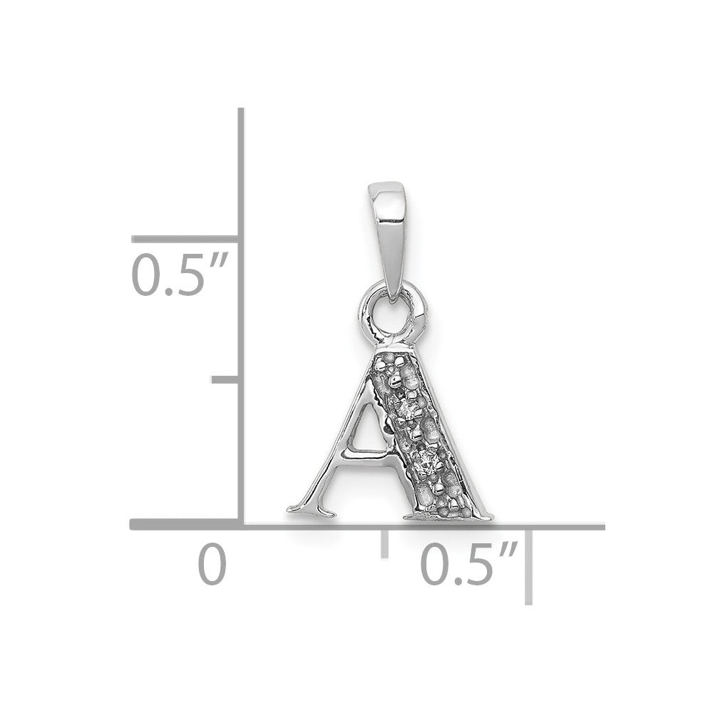 10k White Gold Diamond Initial A Pendant
