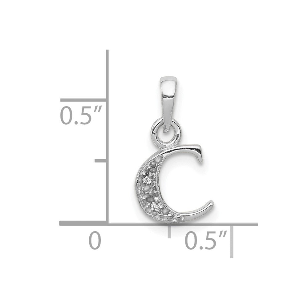 10k White Gold Diamond Initial C Pendant