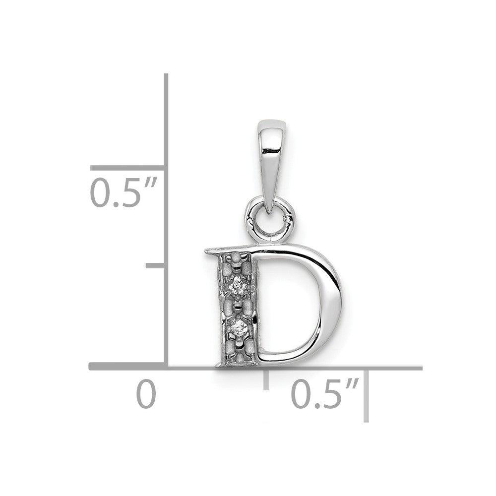 10k White Gold Diamond Initial D Pendant