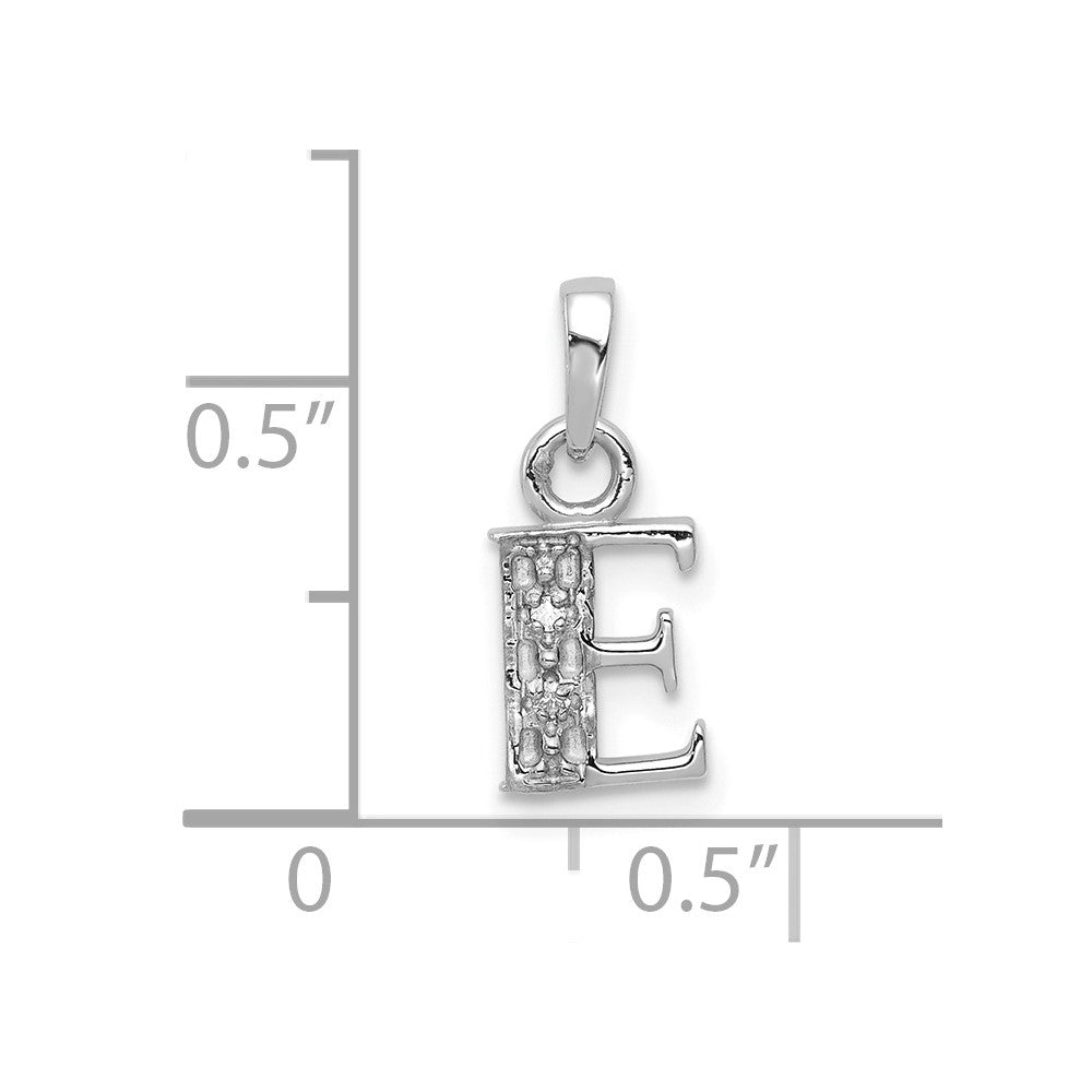 10k White Gold Diamond Initial E Charm