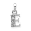 10k White Gold Diamond Initial E Charm