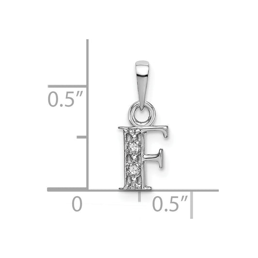 10k White Gold Diamond Initial F Charm