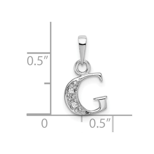 10k White Gold Diamond Initial G Charm