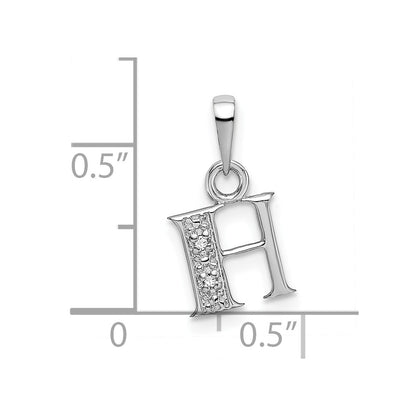 10k White Gold Diamond Initial H Charm