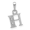 10k White Gold Diamond Initial H Charm
