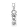 10k White Gold Diamond Initial I Charm