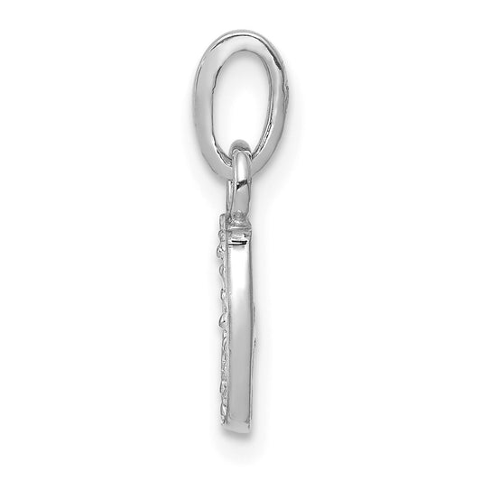 10k White Gold Diamond Initial J Charm