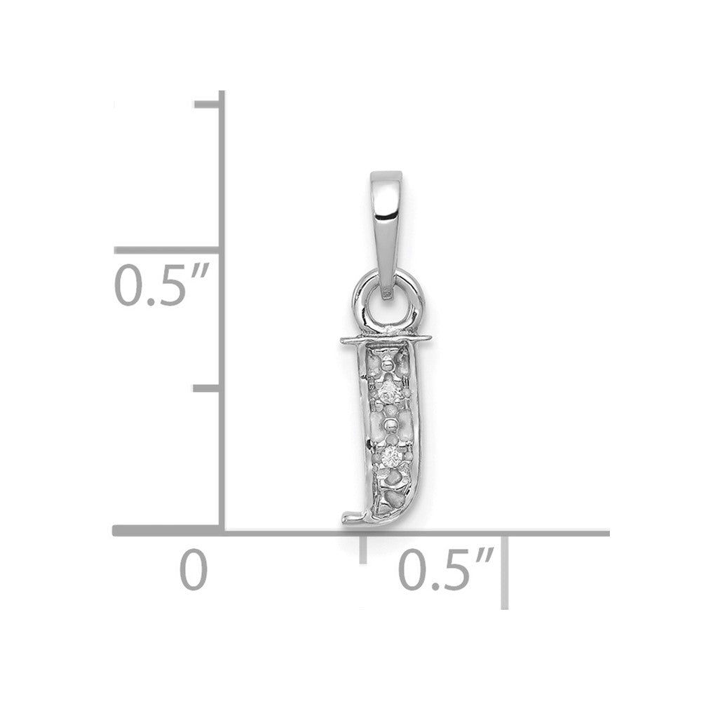 10k White Gold Diamond Initial J Charm
