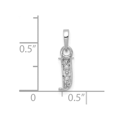 10k White Gold Diamond Initial J Charm