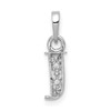 10k White Gold Diamond Initial J Charm