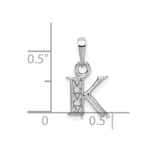 10k White Gold Diamond Initial K Charm