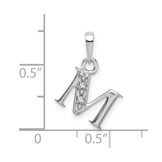 10k White Gold Diamond Initial M Charm