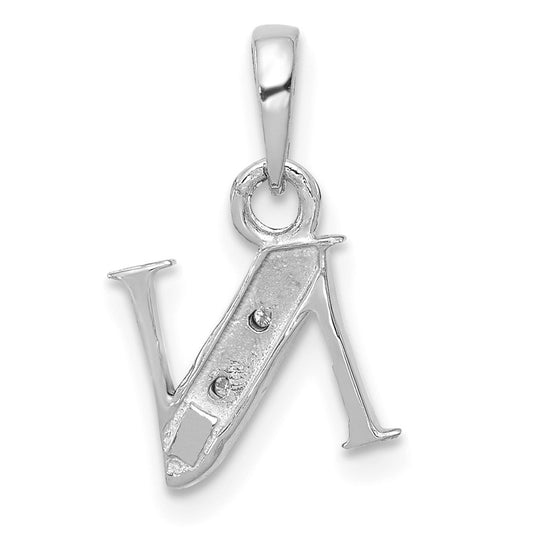 10k White Gold Diamond Initial N Charm