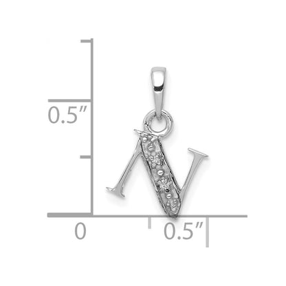 10k White Gold Diamond Initial N Charm