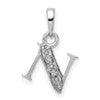 10k White Gold Diamond Initial N Charm