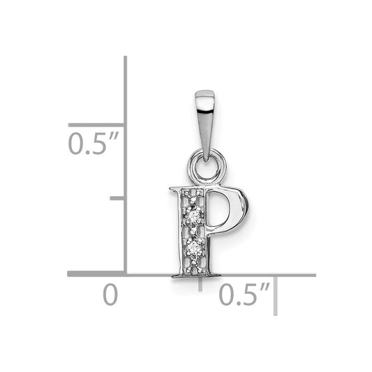 10k White Gold Diamond Initial P Charm