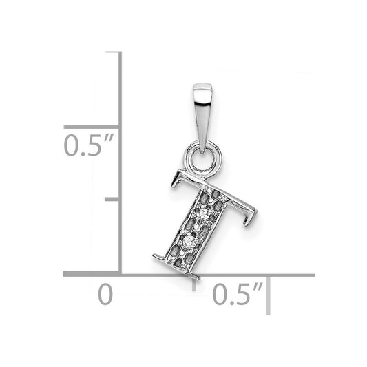 10k White Gold Diamond Initial T Charm