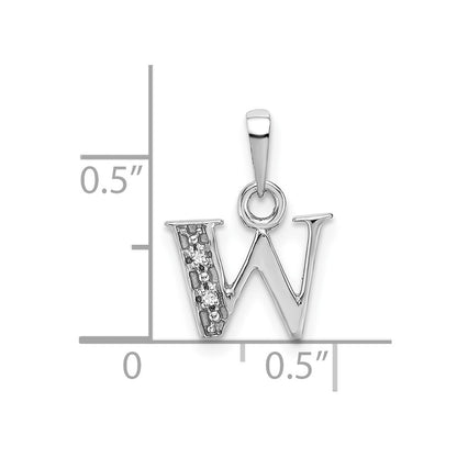 10k White Gold Diamond Initial W Charm