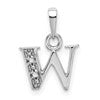 10k White Gold Diamond Initial W Charm