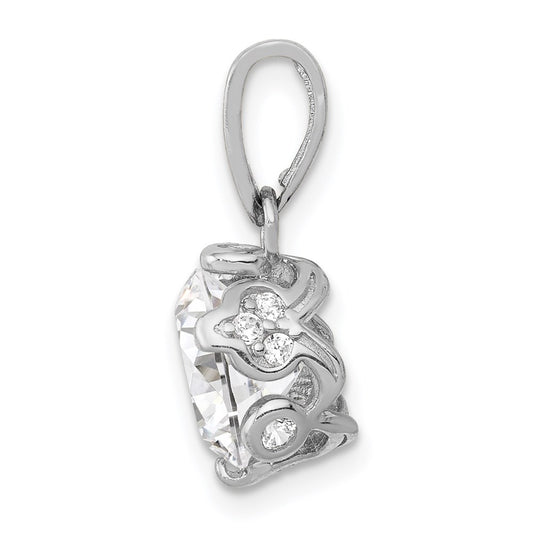 10K Tiara Collection White Gold Polished CZ Pendant