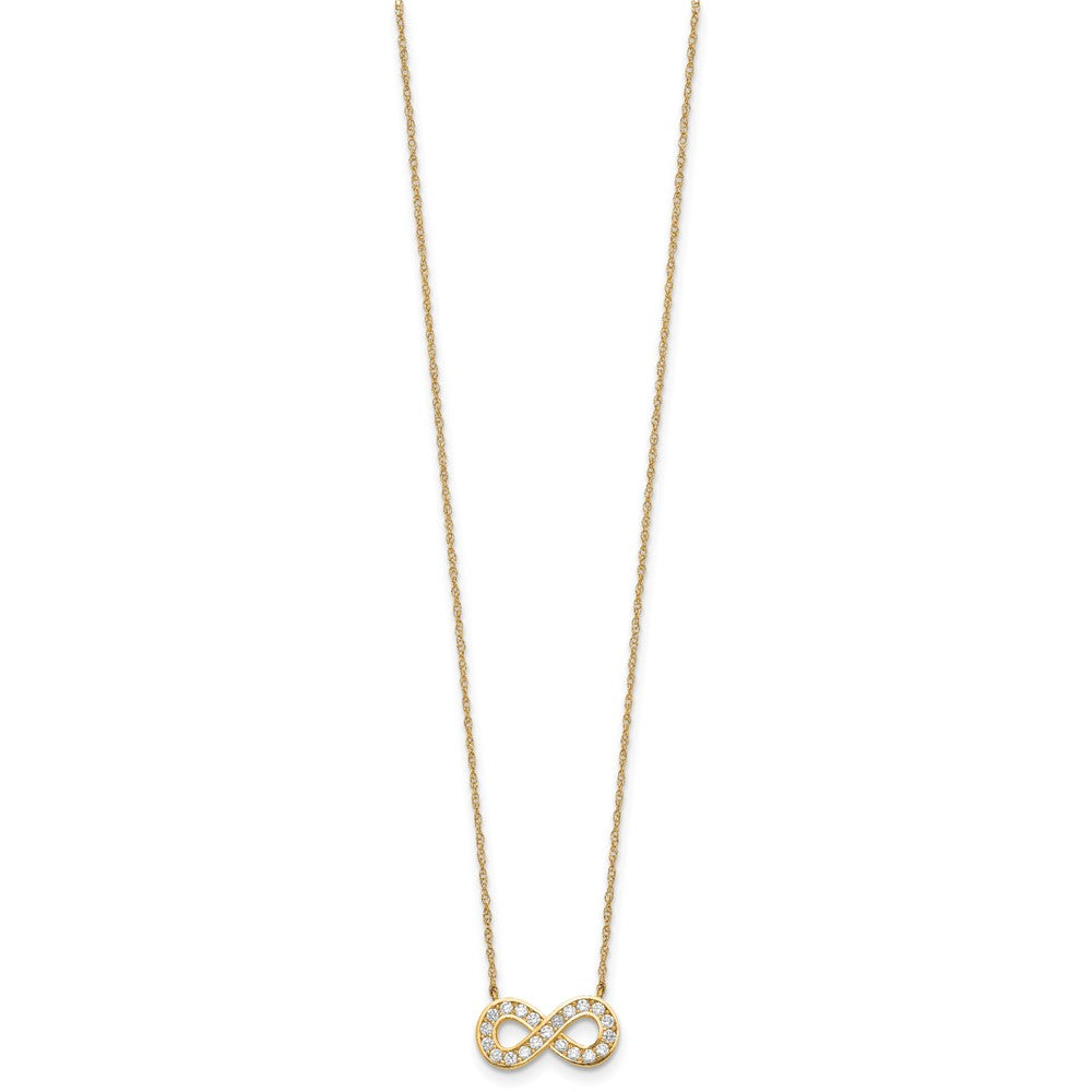 10K 18inch Polished CZ Infinity Necklace