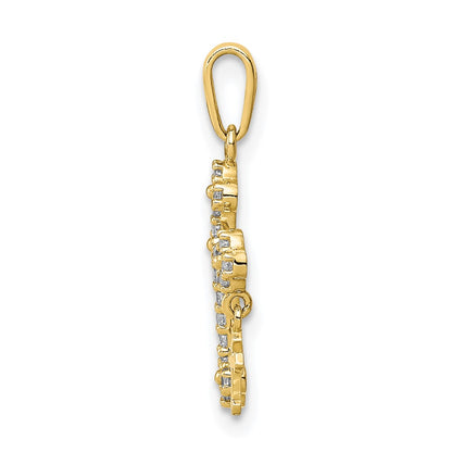 10K CZ Budded Cross with Cross Dangle Pendant