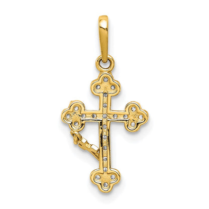 10K CZ Budded Cross with Cross Dangle Pendant