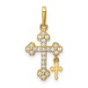 10K CZ Budded Cross with Cross Dangle Pendant