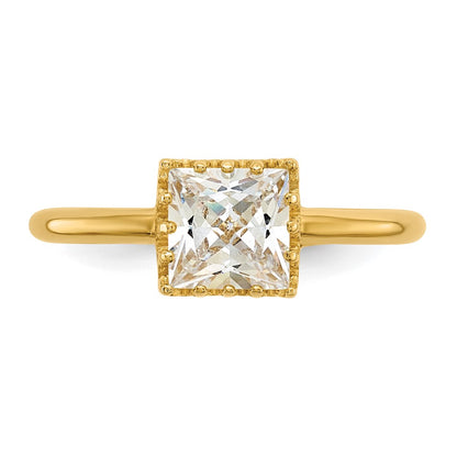 10k Tiara Collection Polished Square CZ Ring