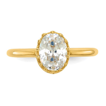 10k Tiara Collection Polished Oval CZ Ring