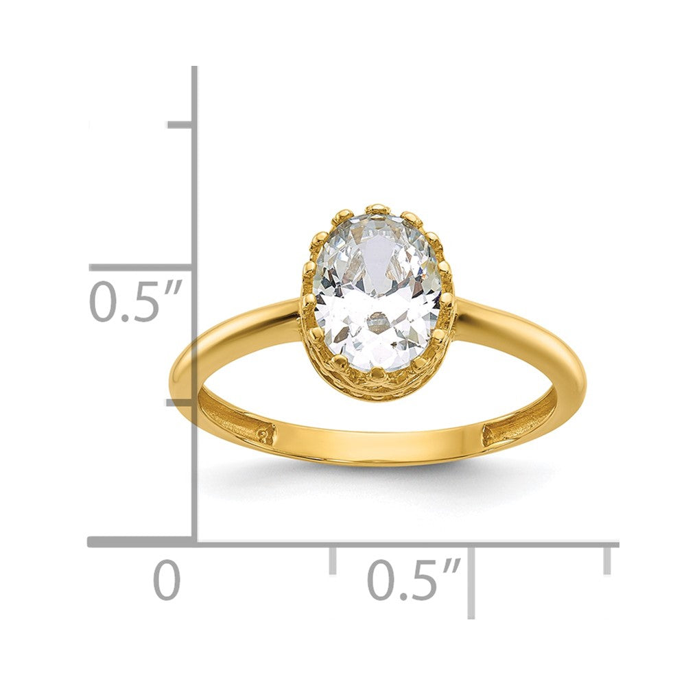 10k Tiara Collection Polished Oval CZ Ring