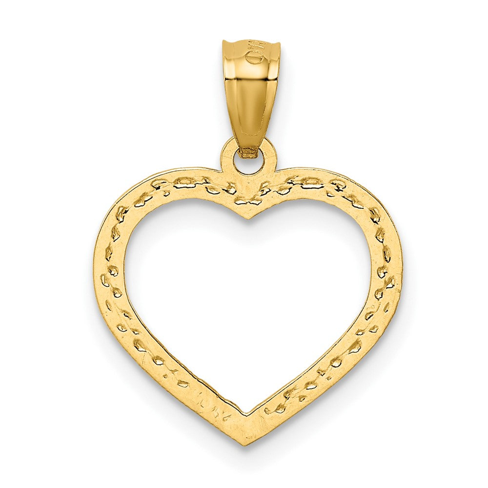 10K Polished and Textured Cut-out Heart Pendant