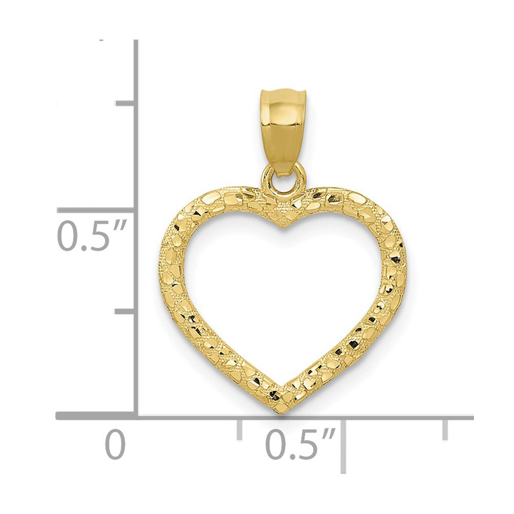 10K Polished and Textured Cut-out Heart Pendant