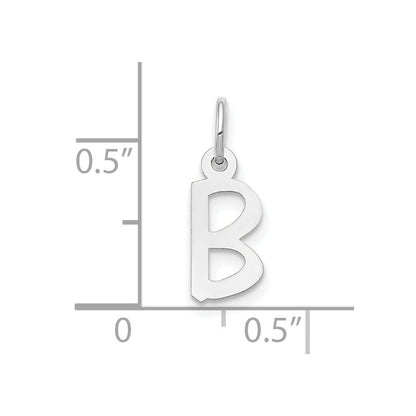 10k White Gold Small Slanted Block Initial B Charm