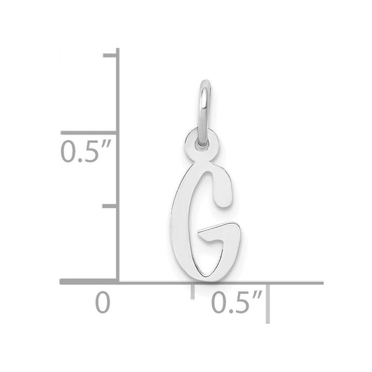 10k White Gold Small Slanted Block Initial G Charm
