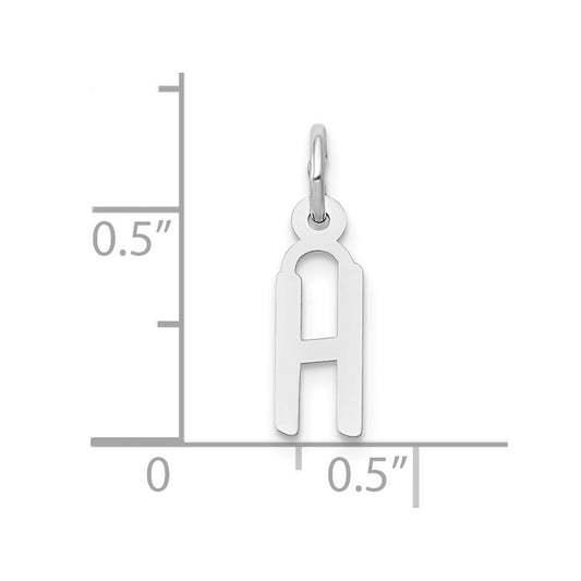 10k White Gold Small Slanted Block Initial H Charm