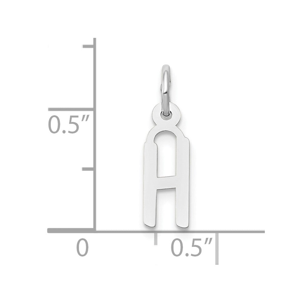 10k White Gold Small Slanted Block Initial H Char