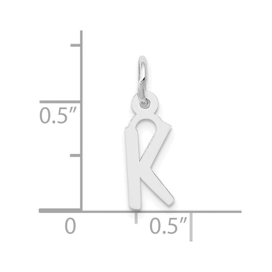 10k White Gold Small Slanted Block Initial K Charm